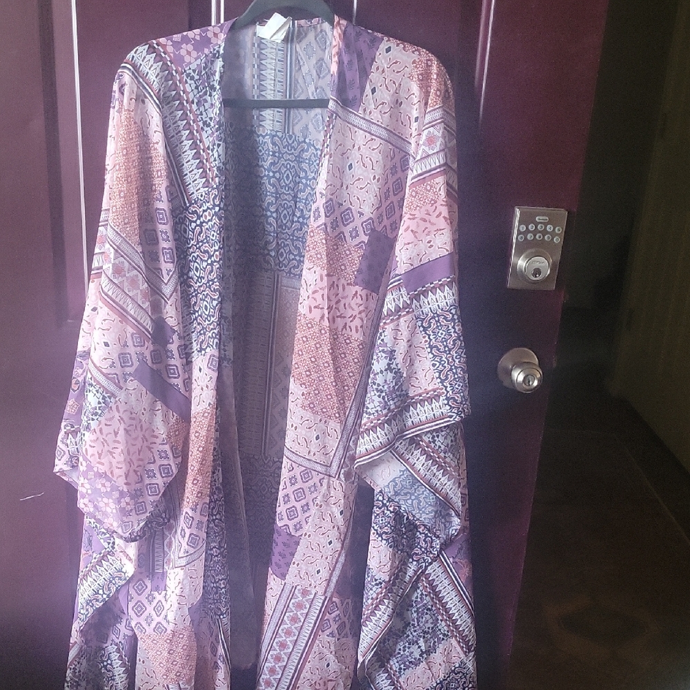 Purple Patterned Kimono Robe